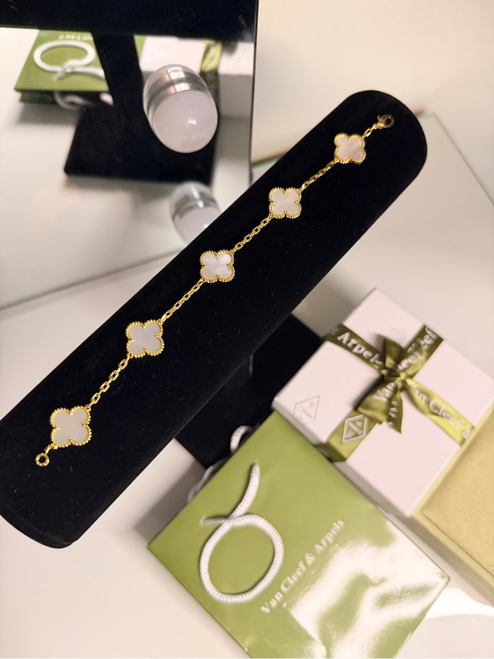 White Clover Bracelet with logo